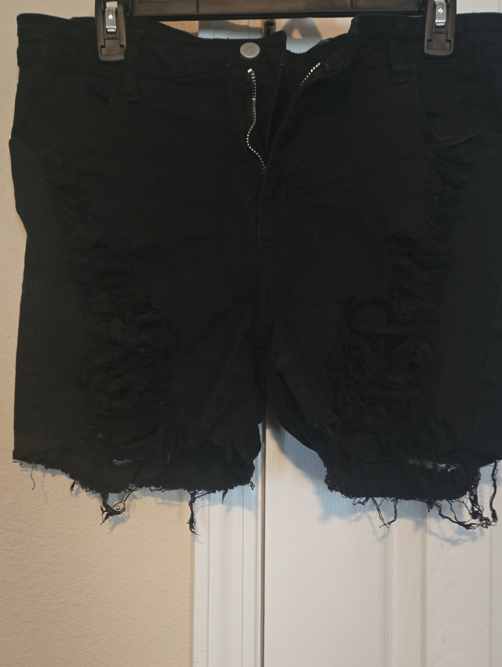 Women's Black Distressed Denim Jean Shorts